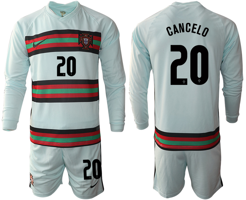 Men 2021 European Cup Portugal away Long sleeve #20 soccer jerseys->portugal jersey->Soccer Country Jersey